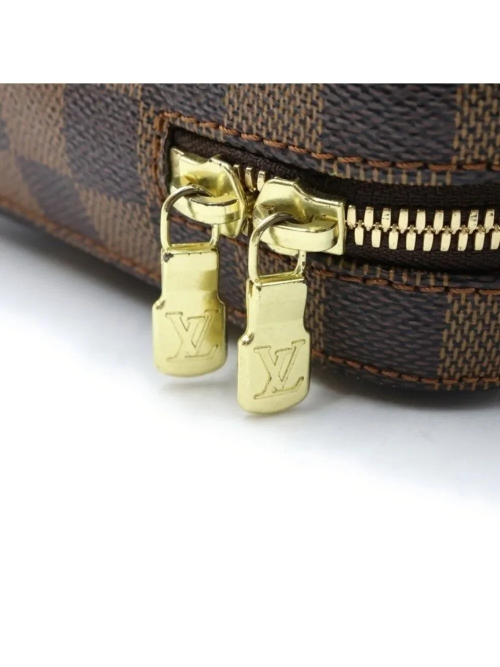 Louis Vuitton Damier Geronimos Shoulder Bag Brown Leather Gold